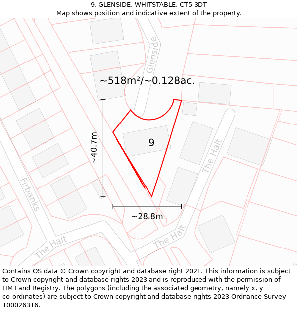 9, GLENSIDE, WHITSTABLE, CT5 3DT: Plot and title map