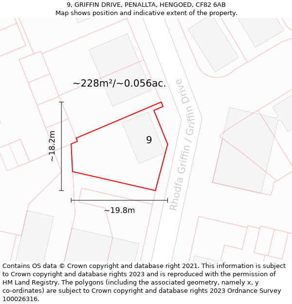 9, GRIFFIN DRIVE, PENALLTA, HENGOED, CF82 6AB: Plot and title map