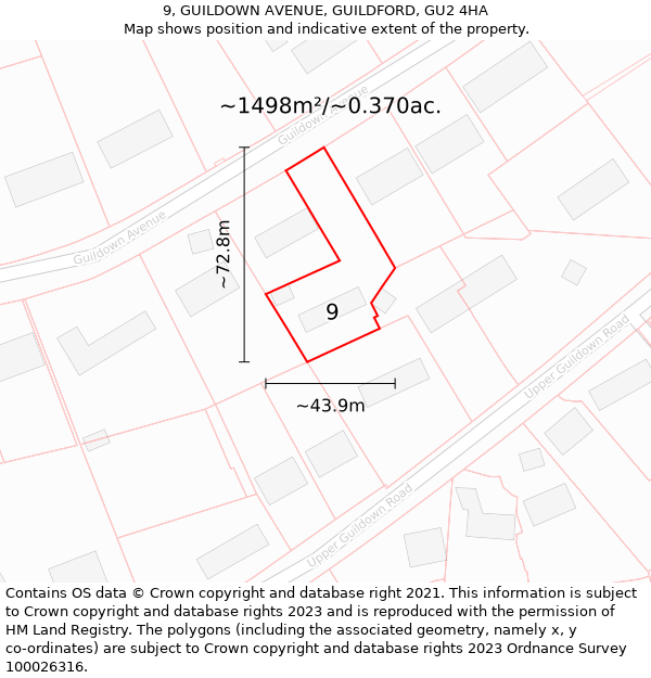 9, GUILDOWN AVENUE, GUILDFORD, GU2 4HA: Plot and title map