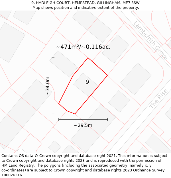 9, HADLEIGH COURT, HEMPSTEAD, GILLINGHAM, ME7 3SW: Plot and title map