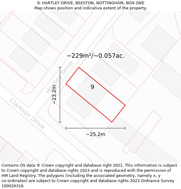 9, HARTLEY DRIVE, BEESTON, NOTTINGHAM, NG9 2WE: Plot and title map