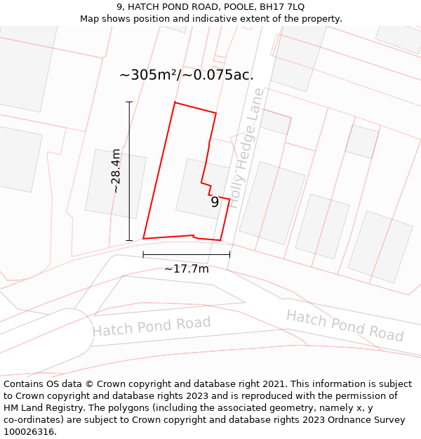 9, HATCH POND ROAD, POOLE, BH17 7LQ: Plot and title map