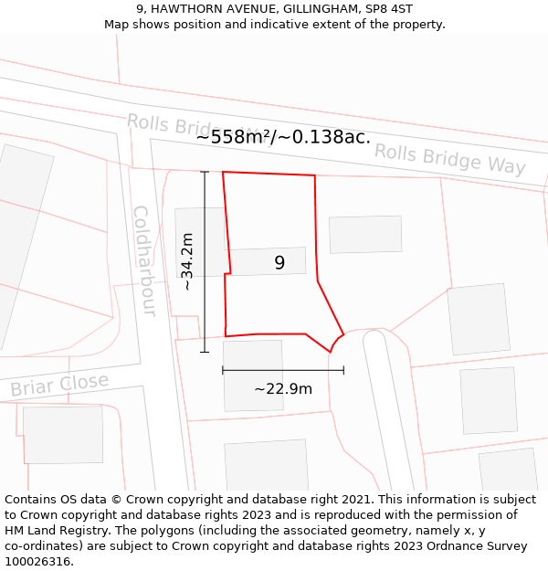 9, HAWTHORN AVENUE, GILLINGHAM, SP8 4ST: Plot and title map