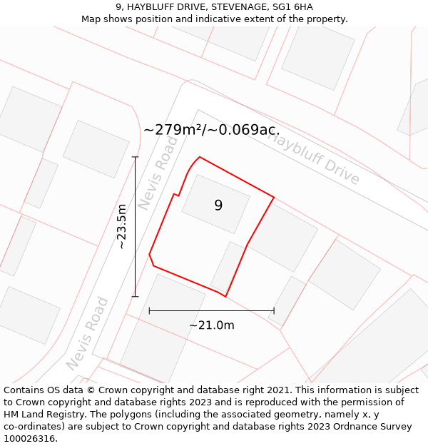 9, HAYBLUFF DRIVE, STEVENAGE, SG1 6HA: Plot and title map