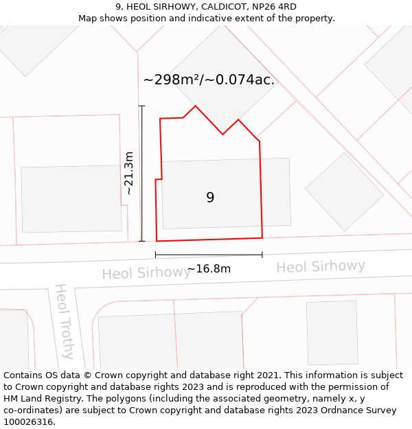 9, HEOL SIRHOWY, CALDICOT, NP26 4RD: Plot and title map