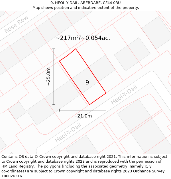 9, HEOL Y DAIL, ABERDARE, CF44 0BU: Plot and title map