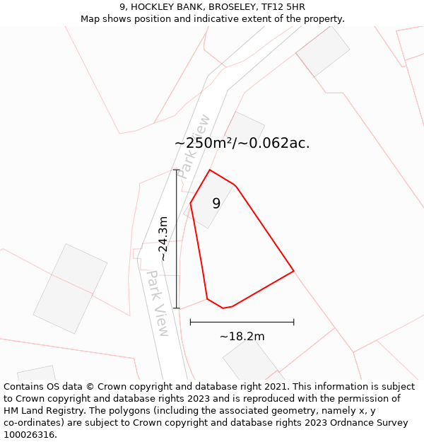 9, HOCKLEY BANK, BROSELEY, TF12 5HR: Plot and title map