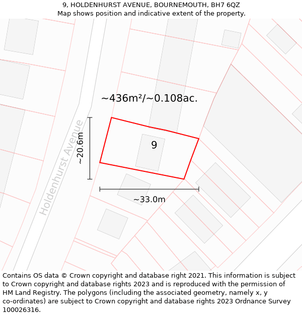 9, HOLDENHURST AVENUE, BOURNEMOUTH, BH7 6QZ: Plot and title map