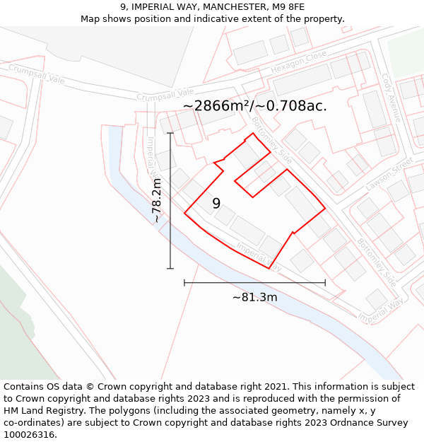 9, IMPERIAL WAY, MANCHESTER, M9 8FE: Plot and title map