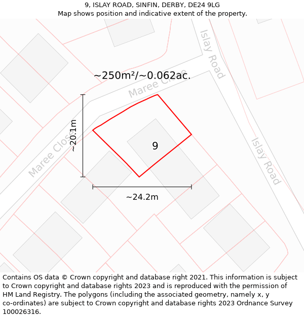 9, ISLAY ROAD, SINFIN, DERBY, DE24 9LG: Plot and title map