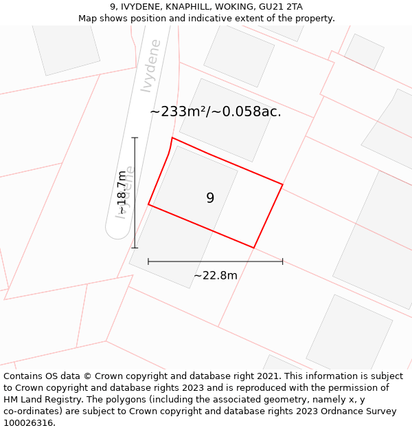 9, IVYDENE, KNAPHILL, WOKING, GU21 2TA: Plot and title map