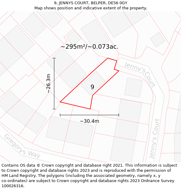 9, JENNYS COURT, BELPER, DE56 0GY: Plot and title map