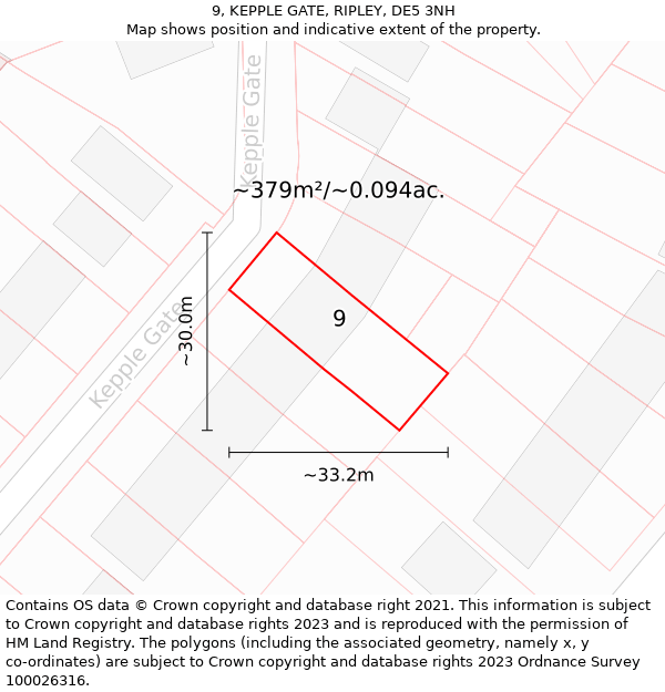 9, KEPPLE GATE, RIPLEY, DE5 3NH: Plot and title map