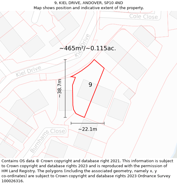9, KIEL DRIVE, ANDOVER, SP10 4ND: Plot and title map