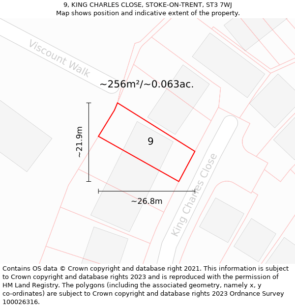 9, KING CHARLES CLOSE, STOKE-ON-TRENT, ST3 7WJ: Plot and title map