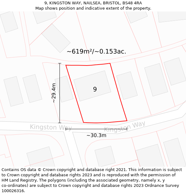 9, KINGSTON WAY, NAILSEA, BRISTOL, BS48 4RA: Plot and title map