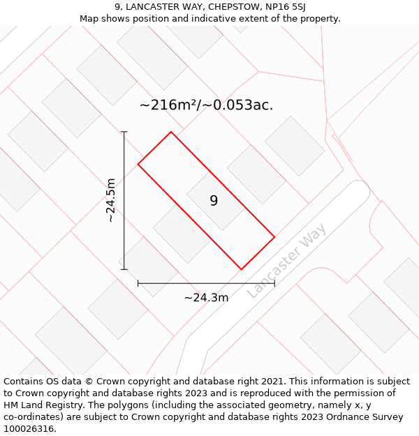 9, LANCASTER WAY, CHEPSTOW, NP16 5SJ: Plot and title map