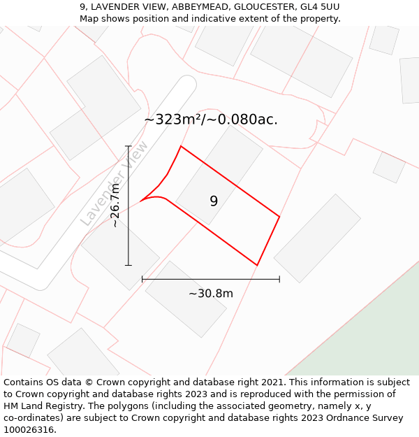9, LAVENDER VIEW, ABBEYMEAD, GLOUCESTER, GL4 5UU: Plot and title map
