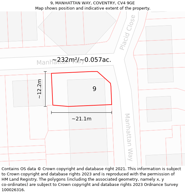 9, MANHATTAN WAY, COVENTRY, CV4 9GE: Plot and title map