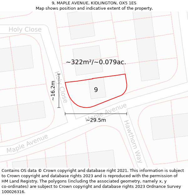 9, MAPLE AVENUE, KIDLINGTON, OX5 1ES: Plot and title map