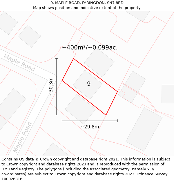 9, MAPLE ROAD, FARINGDON, SN7 8BD: Plot and title map