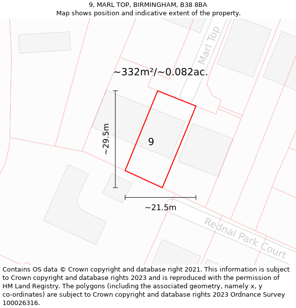 9, MARL TOP, BIRMINGHAM, B38 8BA: Plot and title map