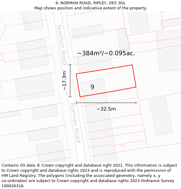 9, NORMAN ROAD, RIPLEY, DE5 3GL: Plot and title map