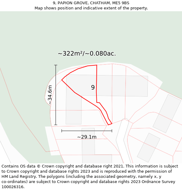 9, PAPION GROVE, CHATHAM, ME5 9BS: Plot and title map