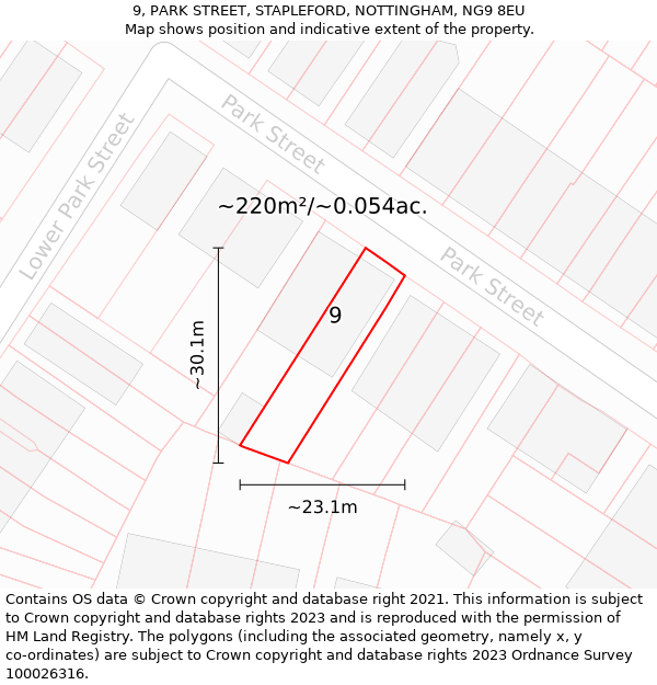 9, PARK STREET, STAPLEFORD, NOTTINGHAM, NG9 8EU: Plot and title map