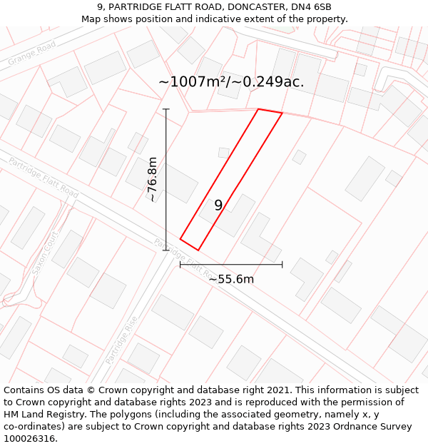 9, PARTRIDGE FLATT ROAD, DONCASTER, DN4 6SB: Plot and title map