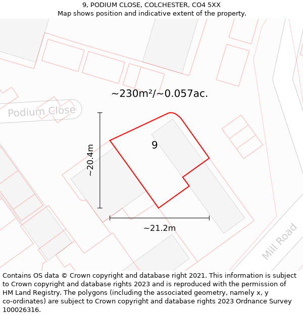 9, PODIUM CLOSE, COLCHESTER, CO4 5XX: Plot and title map