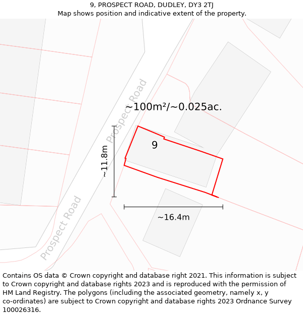 9, PROSPECT ROAD, DUDLEY, DY3 2TJ: Plot and title map