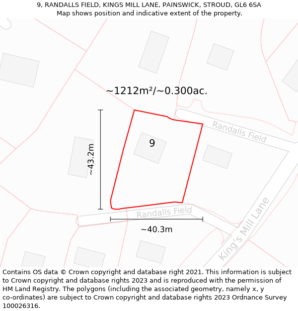 9, RANDALLS FIELD, KINGS MILL LANE, PAINSWICK, STROUD, GL6 6SA: Plot and title map