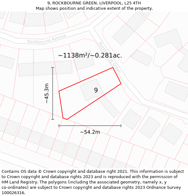9, ROCKBOURNE GREEN, LIVERPOOL, L25 4TH: Plot and title map