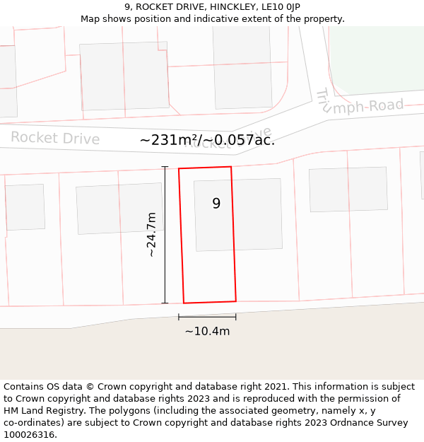 9, ROCKET DRIVE, HINCKLEY, LE10 0JP: Plot and title map