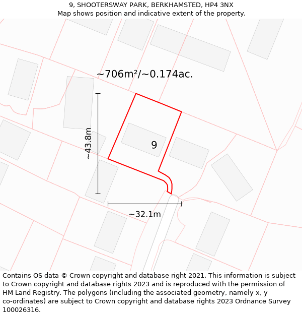 9, SHOOTERSWAY PARK, BERKHAMSTED, HP4 3NX: Plot and title map