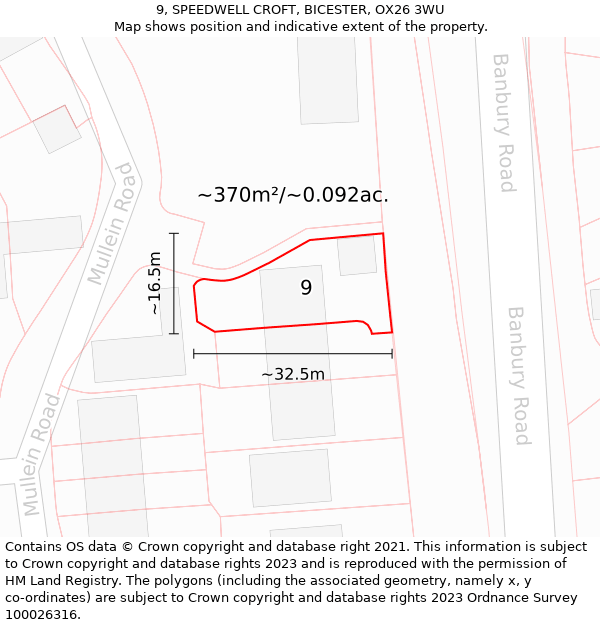 9, SPEEDWELL CROFT, BICESTER, OX26 3WU: Plot and title map