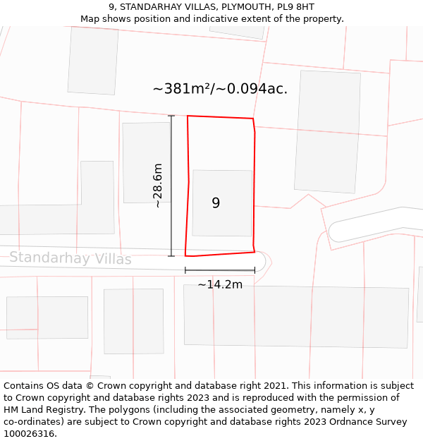 9, STANDARHAY VILLAS, PLYMOUTH, PL9 8HT: Plot and title map