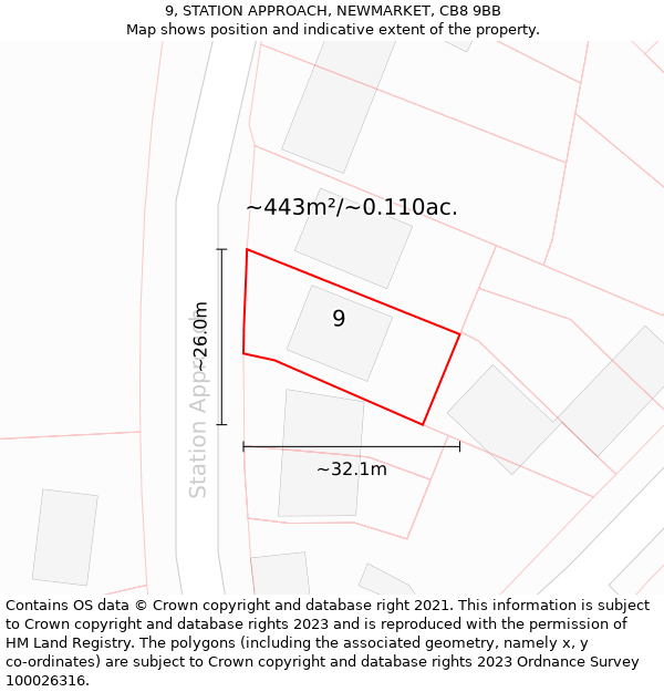 9, STATION APPROACH, NEWMARKET, CB8 9BB: Plot and title map
