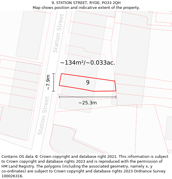 9, STATION STREET, RYDE, PO33 2QH: Plot and title map