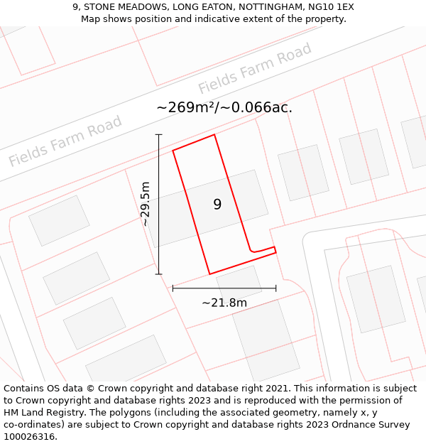 9, STONE MEADOWS, LONG EATON, NOTTINGHAM, NG10 1EX: Plot and title map