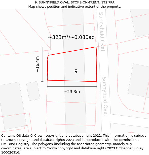 9, SUNNYFIELD OVAL, STOKE-ON-TRENT, ST2 7PA: Plot and title map