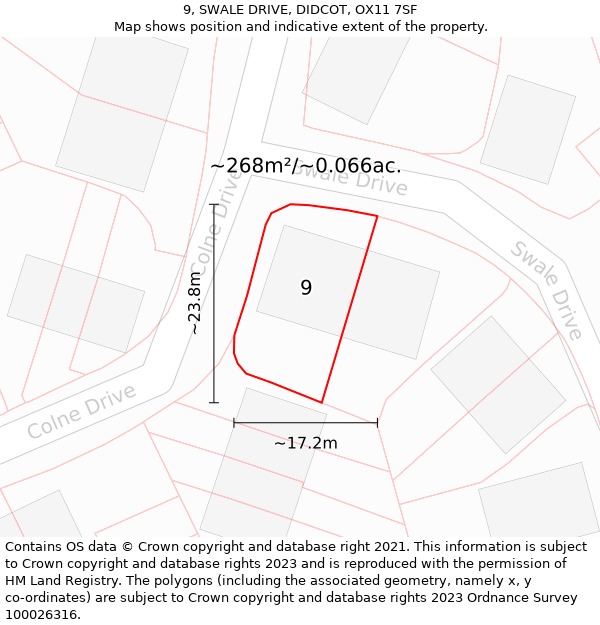 9, SWALE DRIVE, DIDCOT, OX11 7SF: Plot and title map