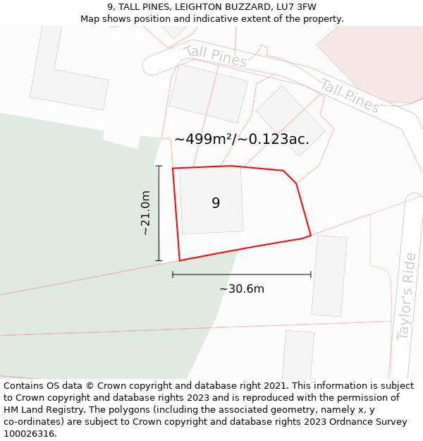 9, TALL PINES, LEIGHTON BUZZARD, LU7 3FW: Plot and title map