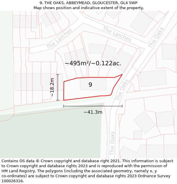 9, THE OAKS, ABBEYMEAD, GLOUCESTER, GL4 5WP: Plot and title map