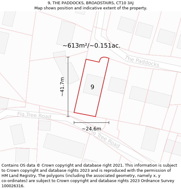 9, THE PADDOCKS, BROADSTAIRS, CT10 3AJ: Plot and title map