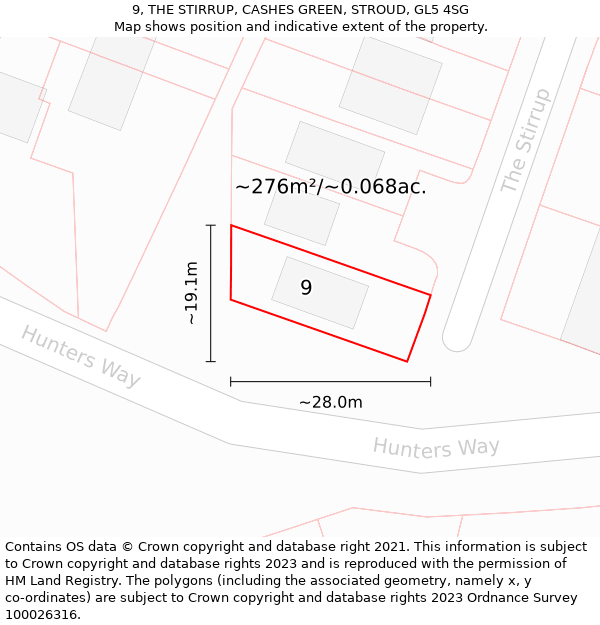 9, THE STIRRUP, CASHES GREEN, STROUD, GL5 4SG: Plot and title map