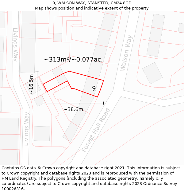 9, WALSON WAY, STANSTED, CM24 8GD: Plot and title map