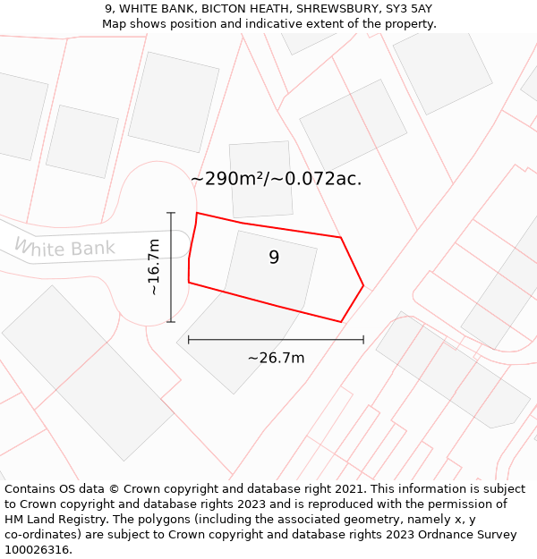 9, WHITE BANK, BICTON HEATH, SHREWSBURY, SY3 5AY: Plot and title map