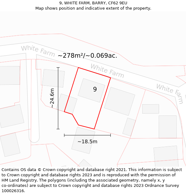 9, WHITE FARM, BARRY, CF62 9EU: Plot and title map